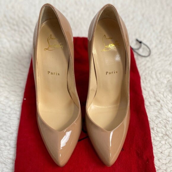 Christian Louboutin Pumps Beige Tan Patent Leather Simple - Picture 2 of 12